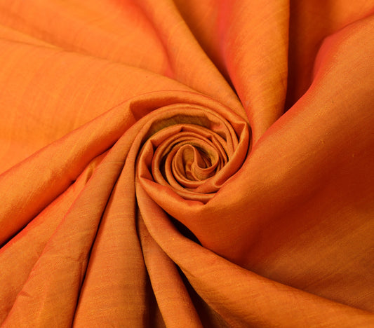 Sushila Vintage Orange Sari Remnant Scrap Multi Purpose Pure Silk Craft Fabric