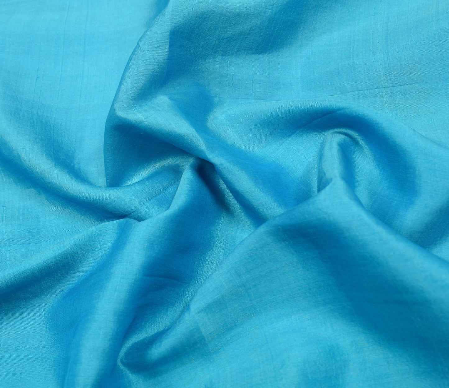 Sushila Vintage Aqua Blue Sari Remnant Scrap Embroidered Pure Silk Craft Fabric