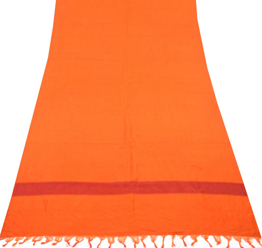 Sushila Vintage Orange Sari Remnant Scrap Multi Use 8Yard Pure Silk Craft Fabric