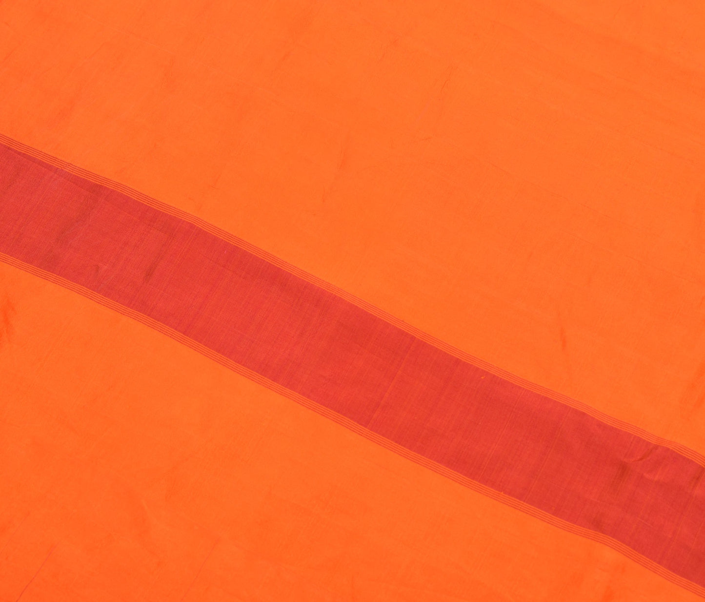 Sushila Vintage Orange Sari Remnant Scrap Multi Use 8Yard Pure Silk Craft Fabric