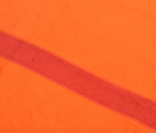 Sushila Vintage Orange Sari Remnant Scrap Multi Use 8Yard Pure Silk Craft Fabric