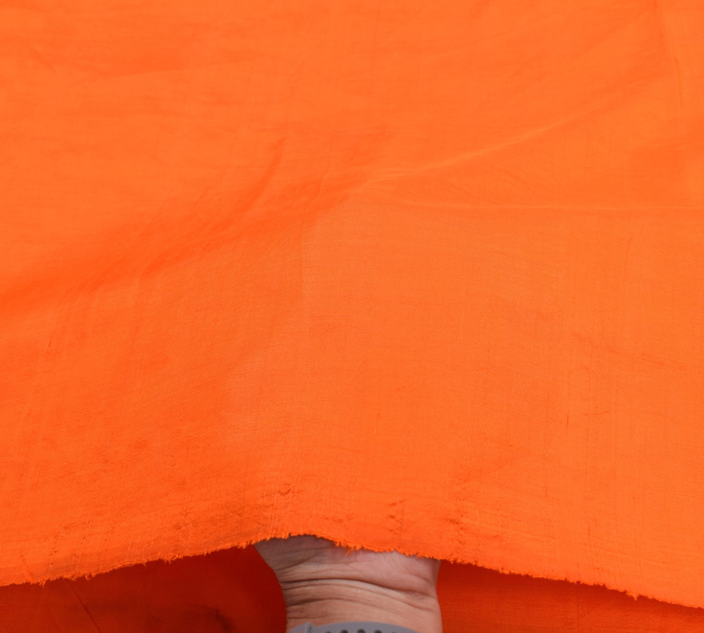 Sushila Vintage Orange Sari Remnant Scrap Multi Use 8Yard Pure Silk Craft Fabric