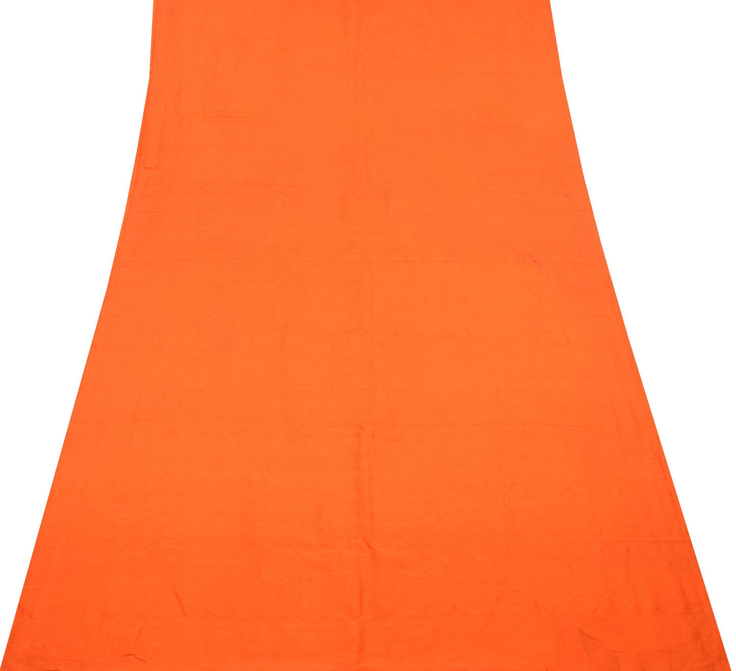 Sushila Vintage Orange Sari Remnant Scrap Multi Use 8Yard Pure Silk Craft Fabric