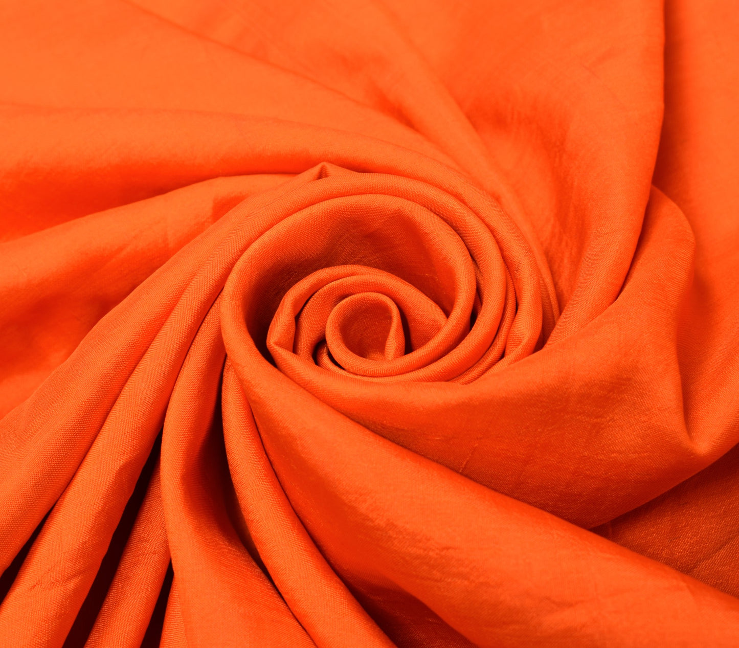 Sushila Vintage Orange Sari Remnant Scrap Multi Use 8Yard Pure Silk Craft Fabric