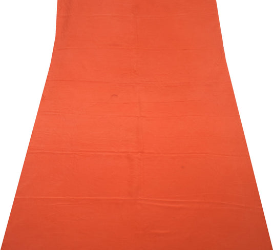Sushila Vintage Orange Sari Remnant Scrap Multi Purpose Pure Silk Craft Fabric