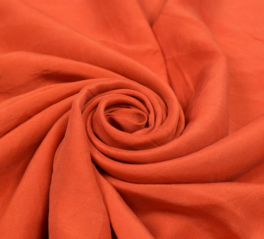Sushila Vintage Orange Sari Remnant Scrap Multi Purpose Pure Silk Craft Fabric