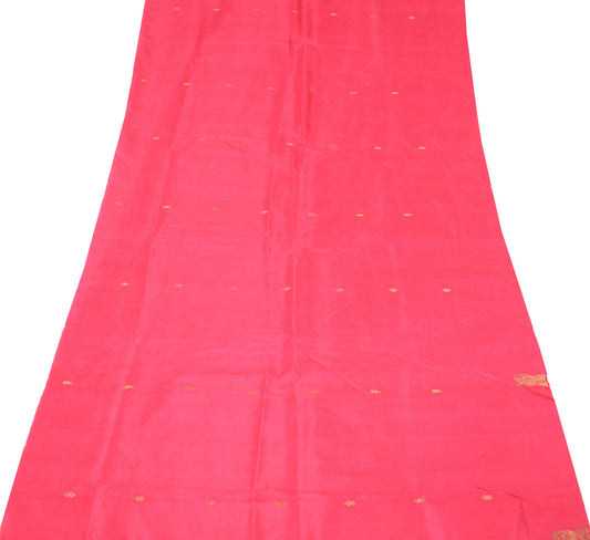 Sushila Vintage Neon Pink Sari Remnant Scrap MultiPurpose Pure Silk Craft Fabric