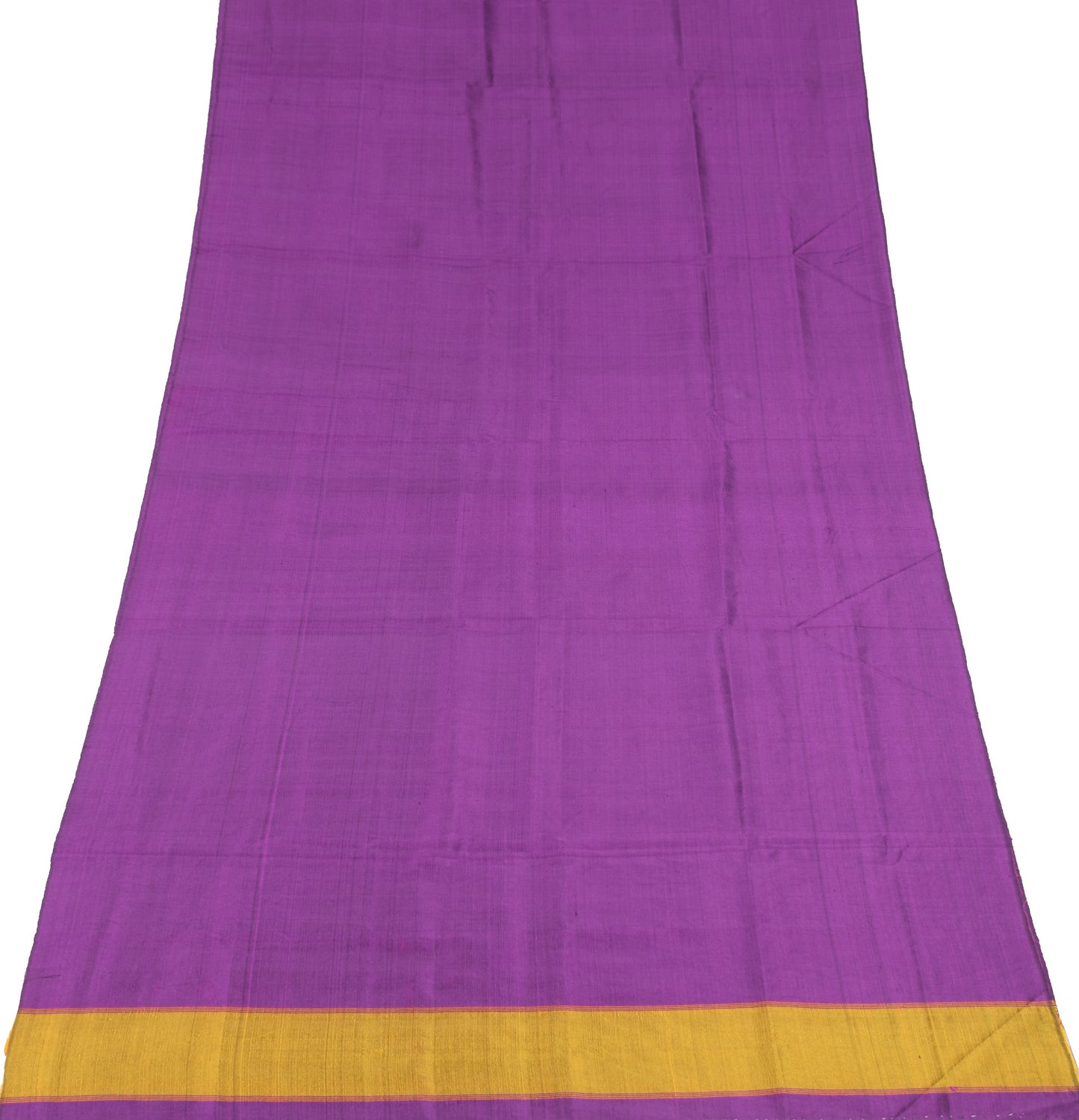 Sushila Vintage Pure Silk Sari Remnant Scrap Dark Purple Plain Soft Craft Fabric