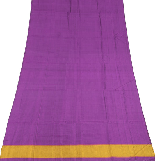 Sushila Vintage Pure Silk Sari Remnant Scrap Dark Purple Plain Soft Craft Fabric