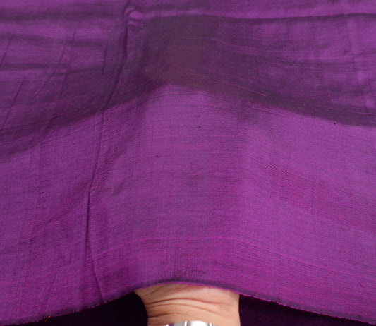 Sushila Vintage Pure Silk Sari Remnant Scrap Dark Purple Plain Soft Craft Fabric