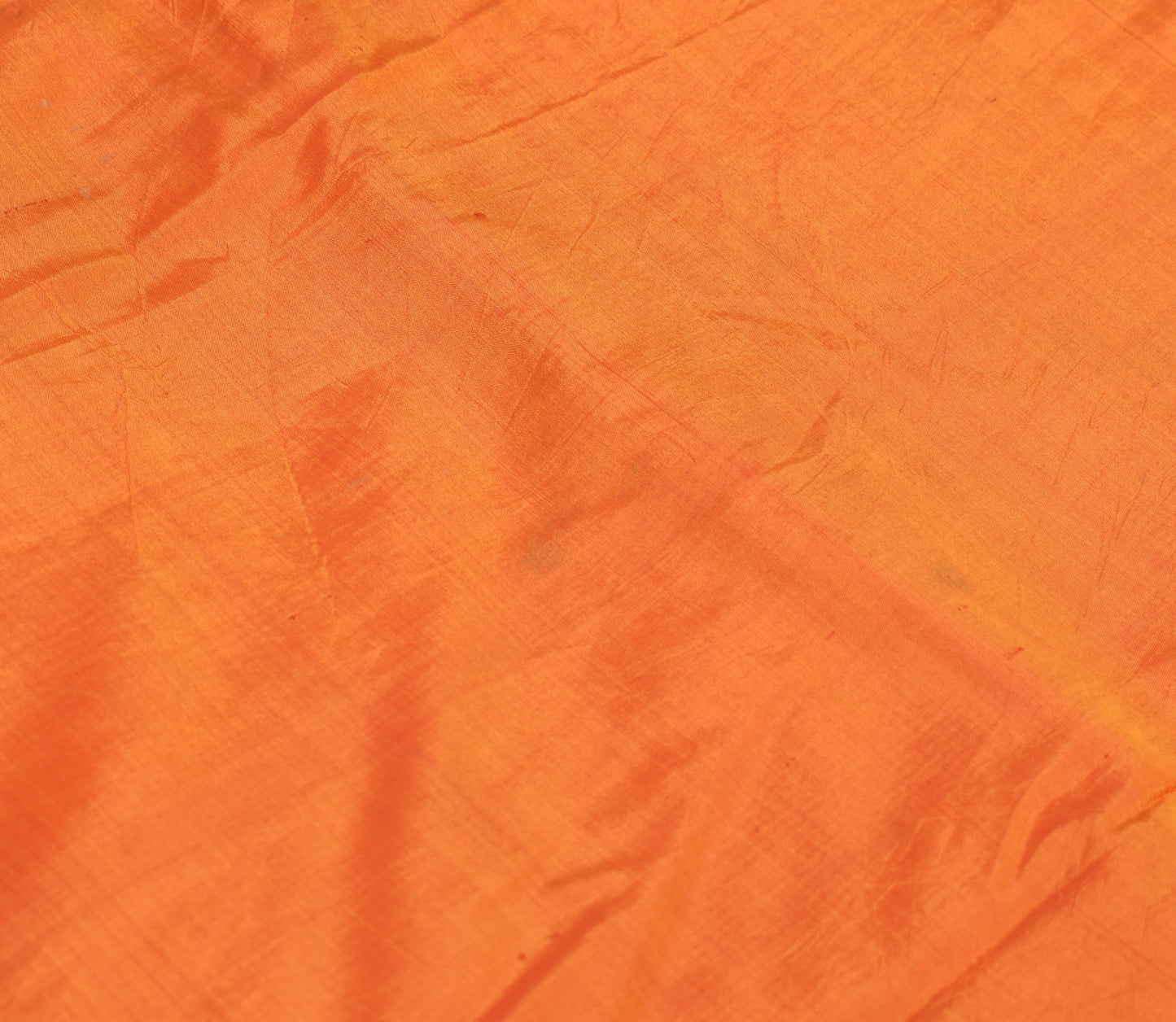 Sushila Vintage Orange Dual Tone Sari Remnant Scrap Pure Silk Craft Woven Fabric