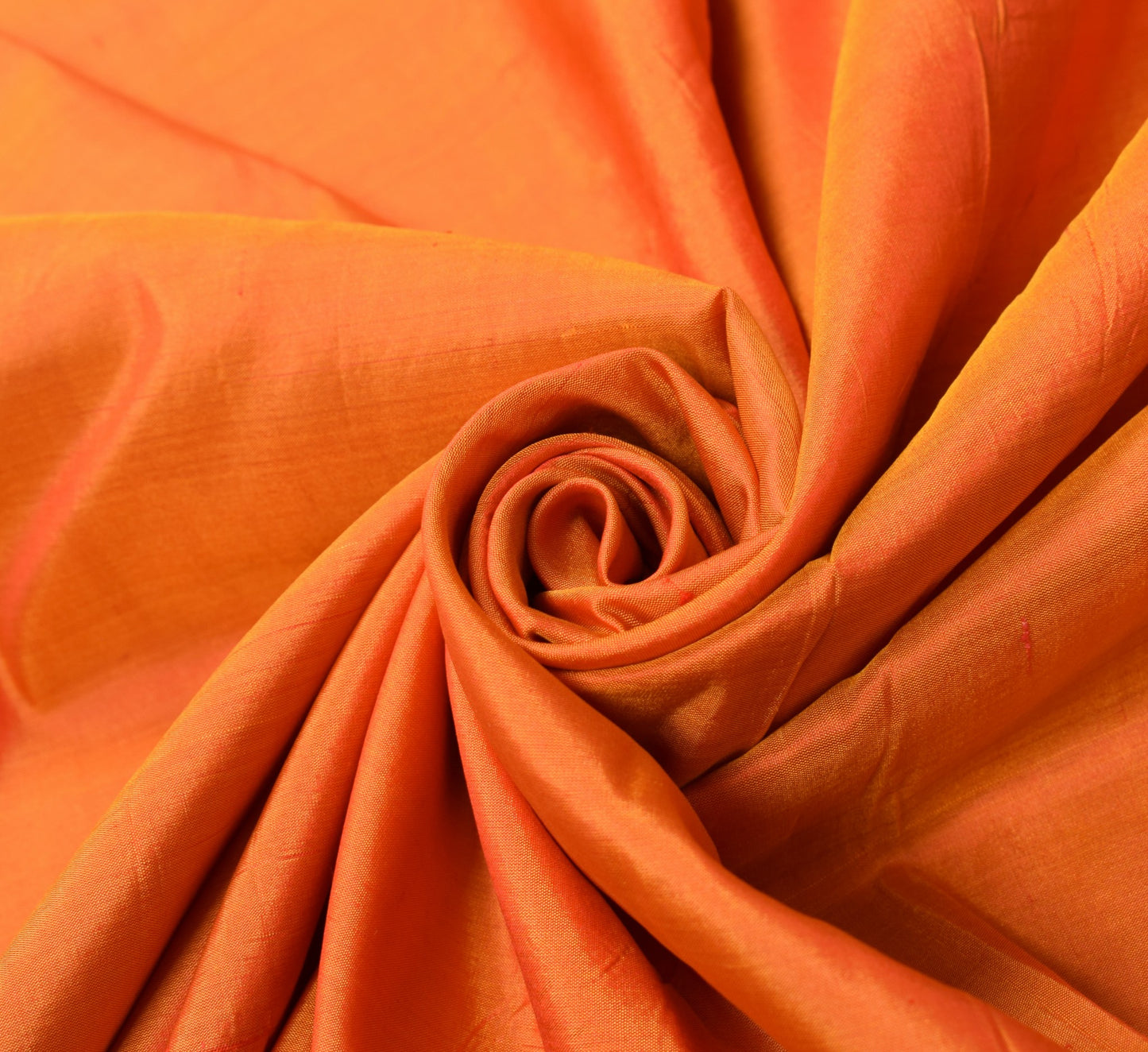 Sushila Vintage Orange Dual Tone Sari Remnant Scrap Pure Silk Craft Woven Fabric