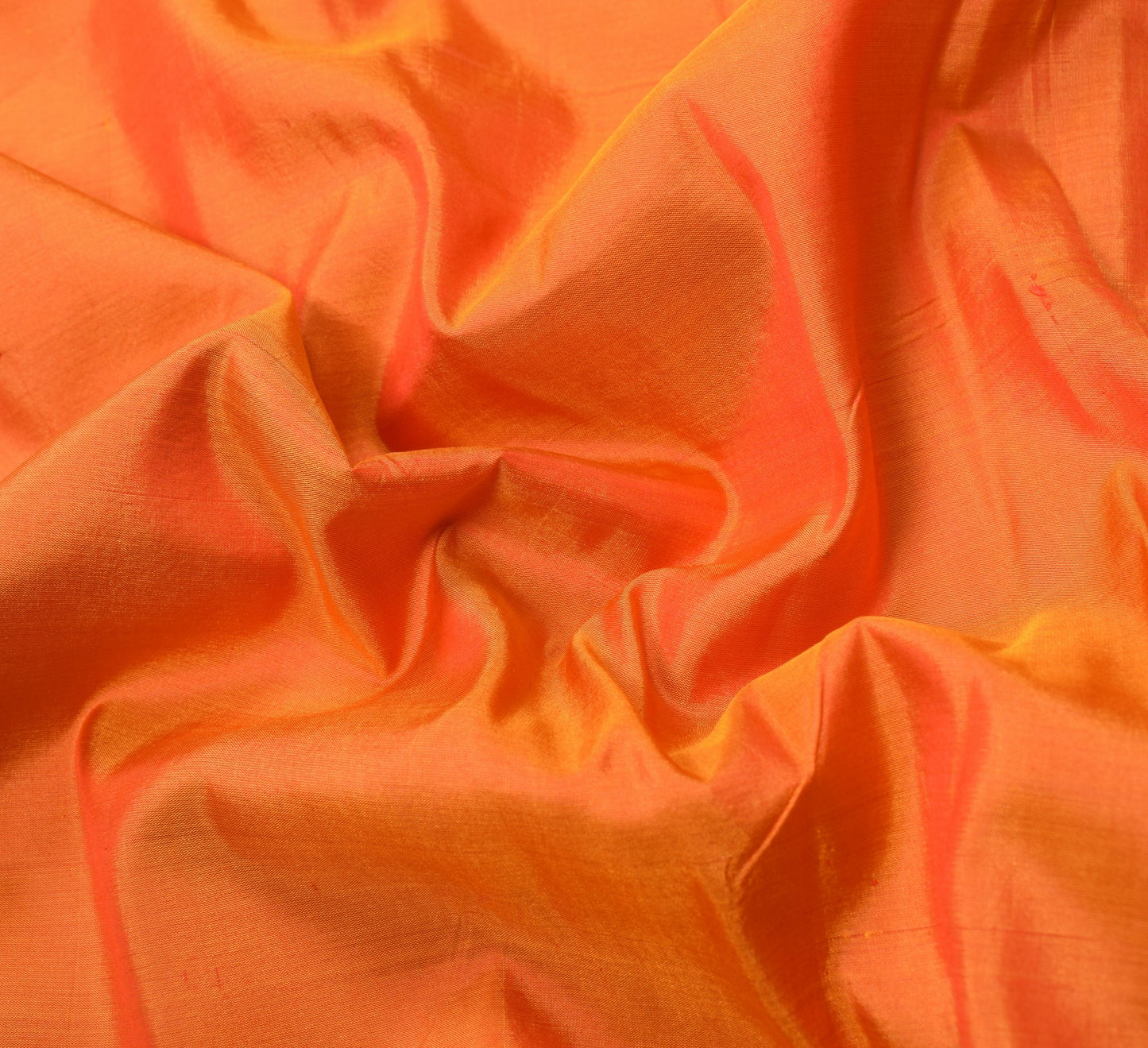 Sushila Vintage Orange Dual Tone Sari Remnant Scrap Pure Silk Craft Woven Fabric