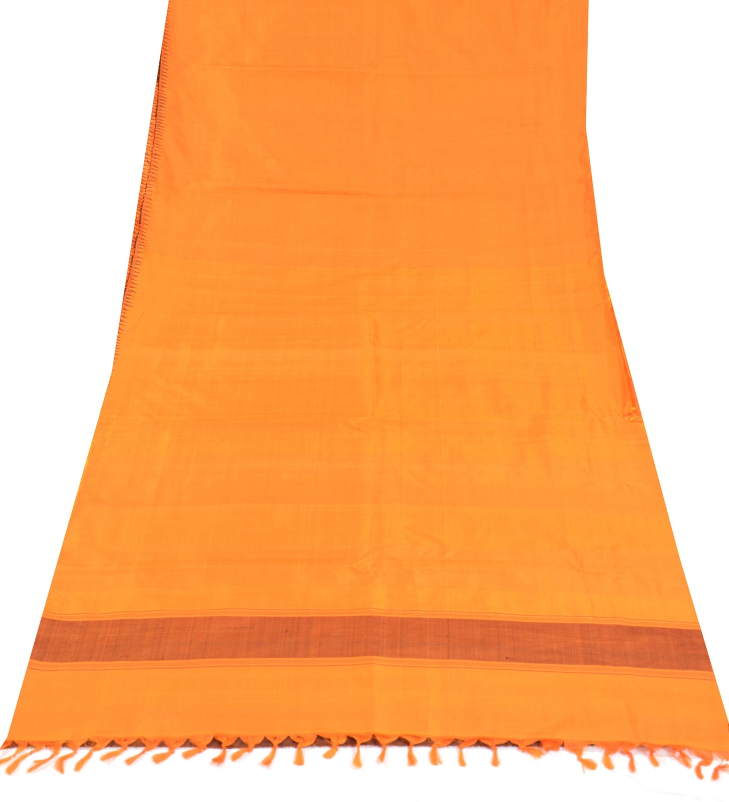 Sushila Vintage Orange Sari Remnant Scrap Multi Purpose Pure Silk Craft Fabric