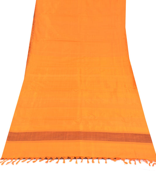 Sushila Vintage Orange Sari Remnant Scrap Multi Purpose Pure Silk Craft Fabric