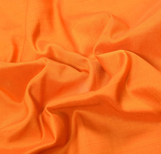 Sushila Vintage Orange Sari Remnant Scrap Multi Purpose Pure Silk Craft Fabric