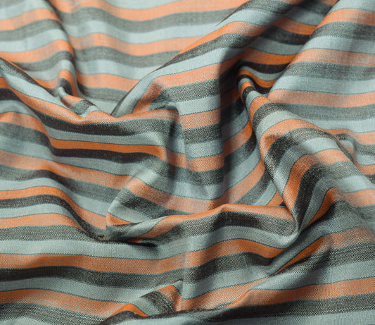 Sushila Vintage Stripes Woven Sari Remnant Scrap Multi-Color Silk Craft Fabric