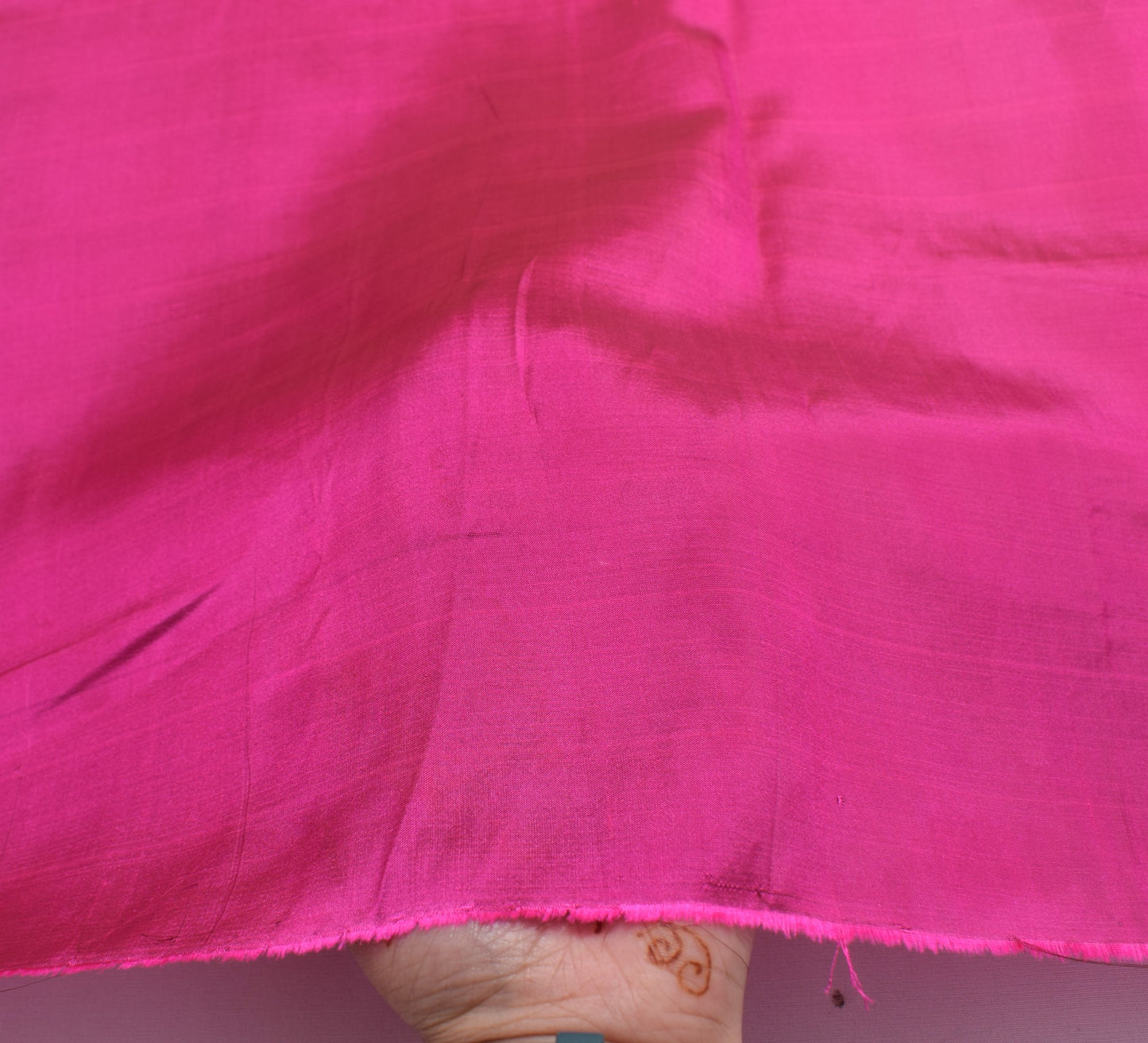Sushila Vintage Magenta Sari Remnant Scrap Multi Purpose Pure Silk Craft Fabric