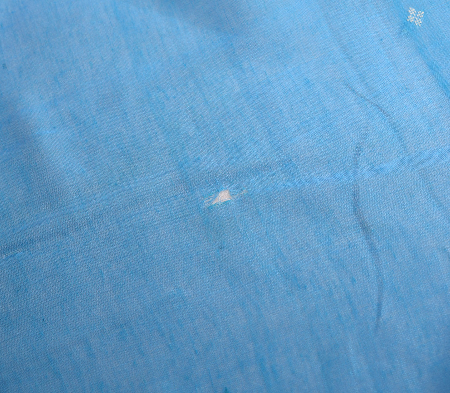 Sushila Vintage Turquoise Blue Sari Remnant Scrap Pure Cotton Woven Craft Fabric