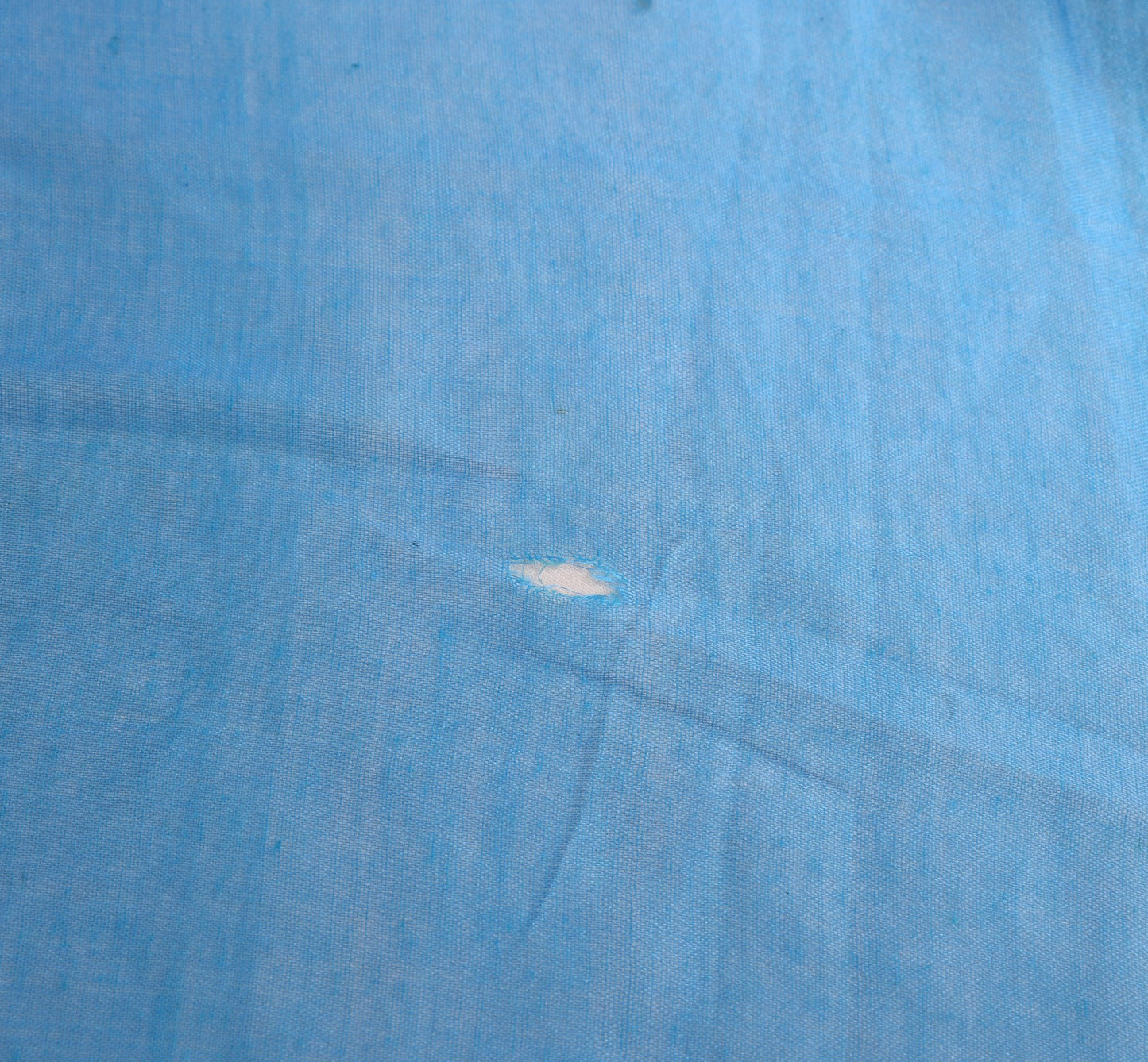 Sushila Vintage Turquoise Blue Sari Remnant Scrap Pure Cotton Woven Craft Fabric