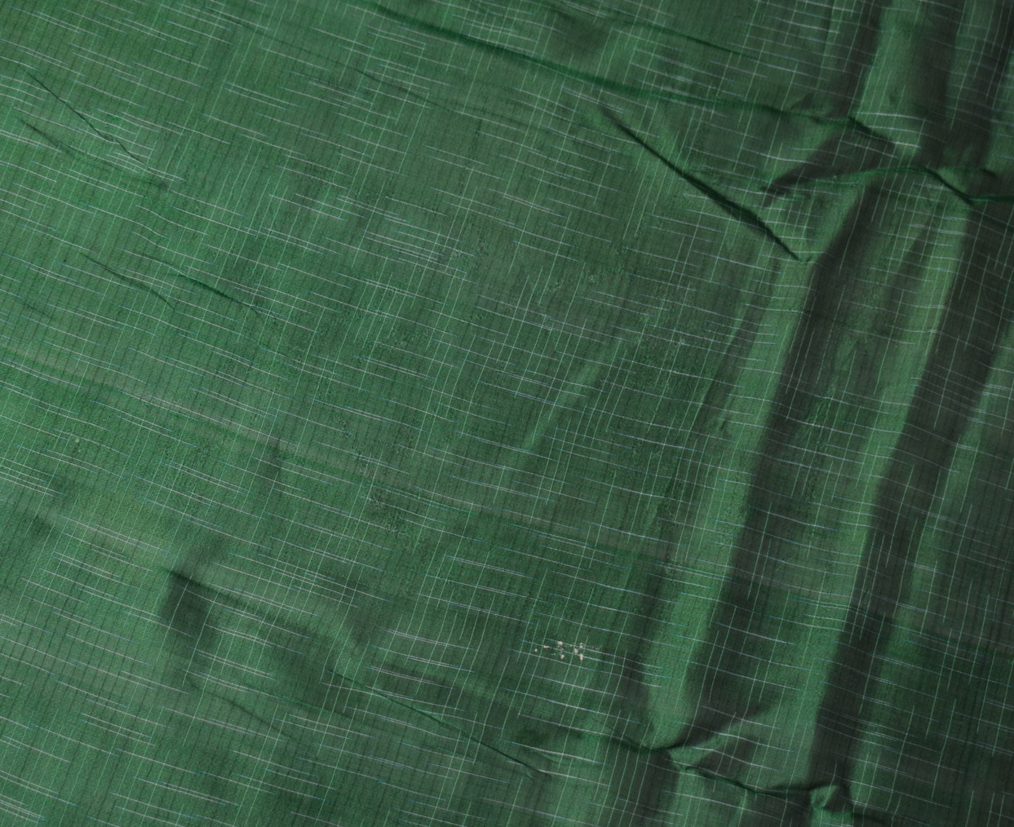 Sushila Vintage Green Sari Remnant Scrap Hand Woven Pure Silk Craft Soft Fabric