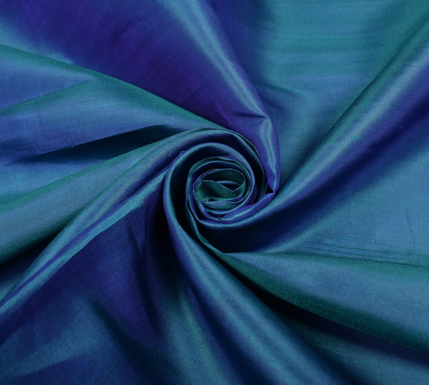 Sushila Vintage Blue Sari Remnant Scrap Dual Tone Pure Silk Woven Craft Fabric