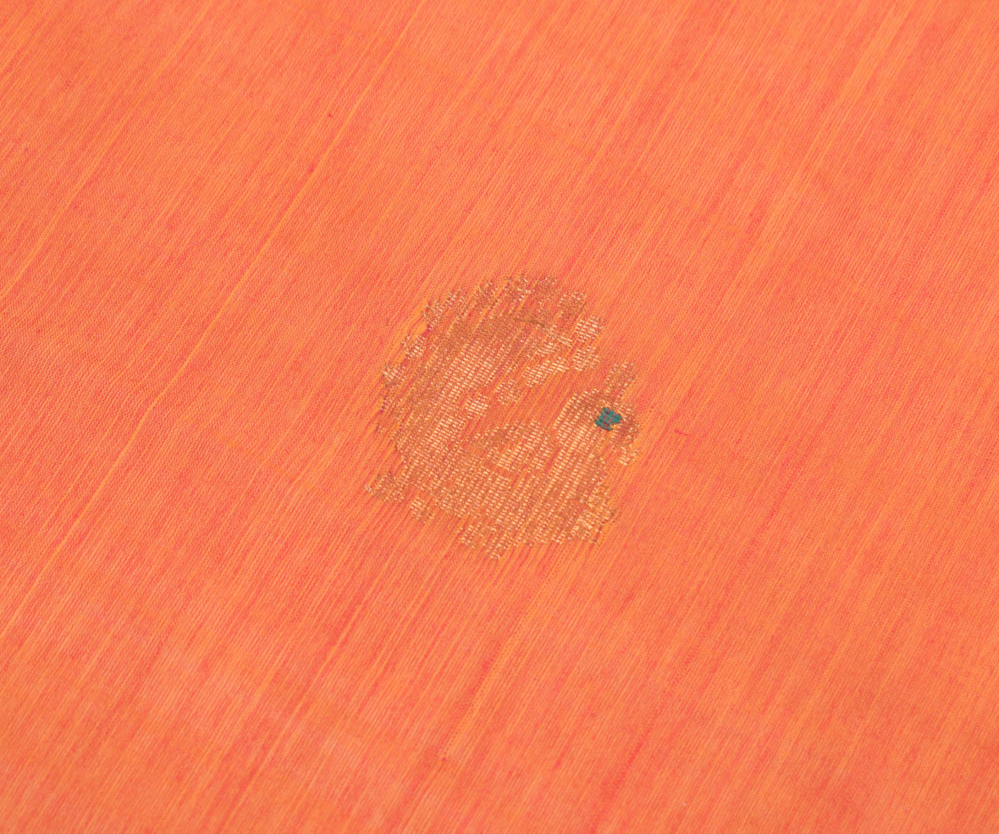 Sushila Vintage Orange Sari Remnant Scrap Woven Pure Cotton Silk Craft Fabric