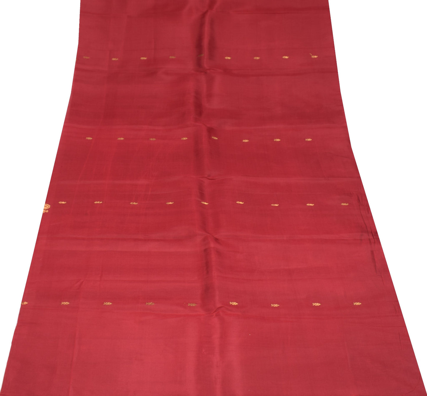 Sushila Vintage Maroon Sari Remnant Scrap Multi Purpose Pure Silk Craft Fabric