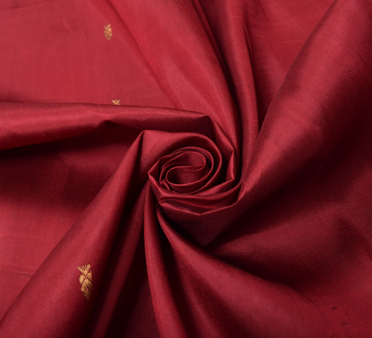 Sushila Vintage Maroon Sari Remnant Scrap Multi Purpose Pure Silk Craft Fabric