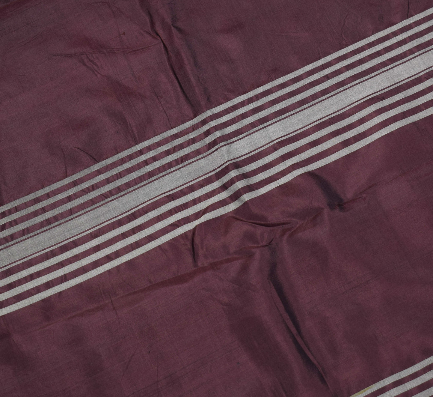 Sushila Vintage Woven Sari Remnant Scrap Dark Brown Pure Silk Soft Craft Fabric