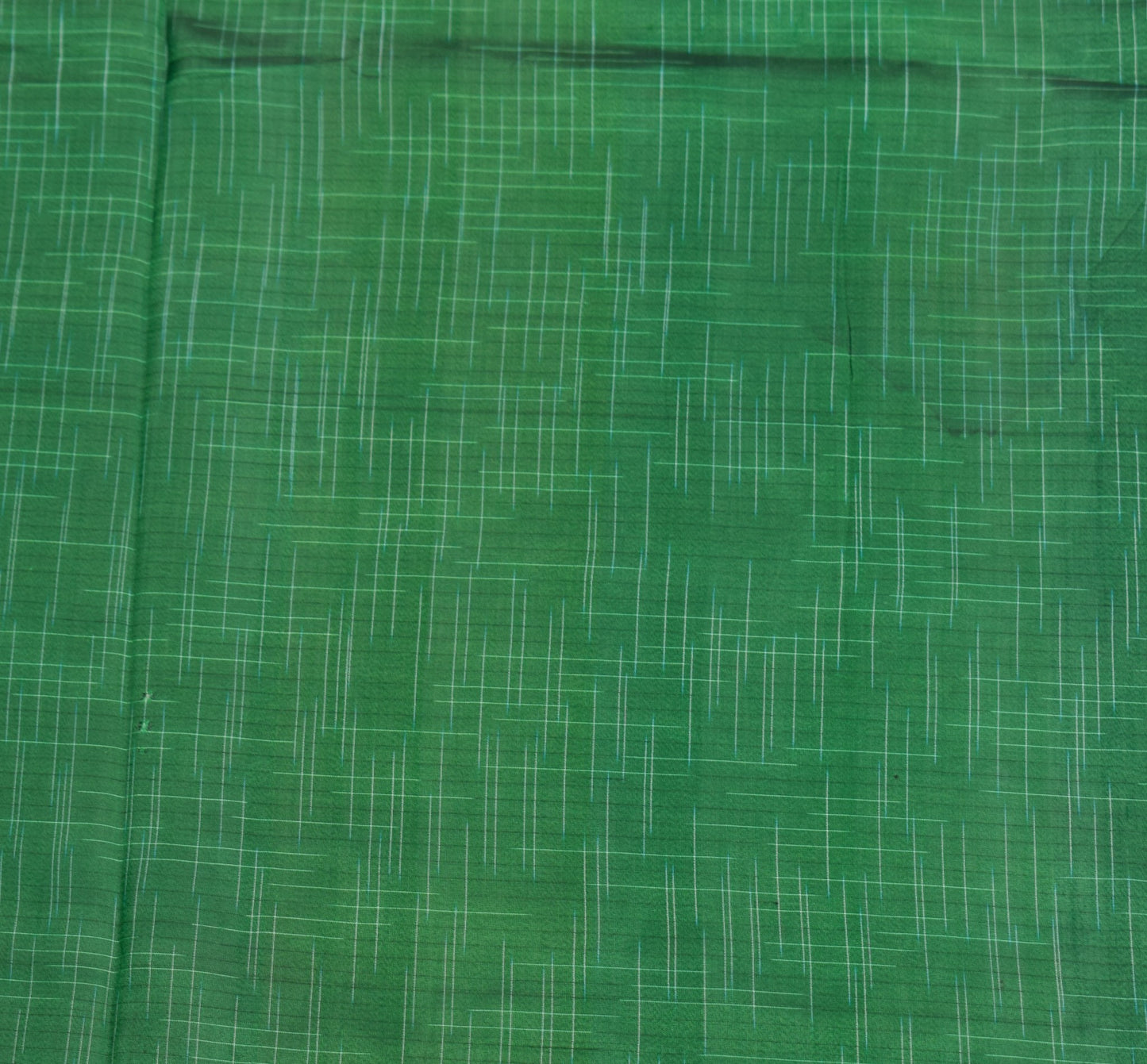 Sushila Vintage Green Sari Remnant Scrap Hand Woven Pure Silk Craft Soft Fabric