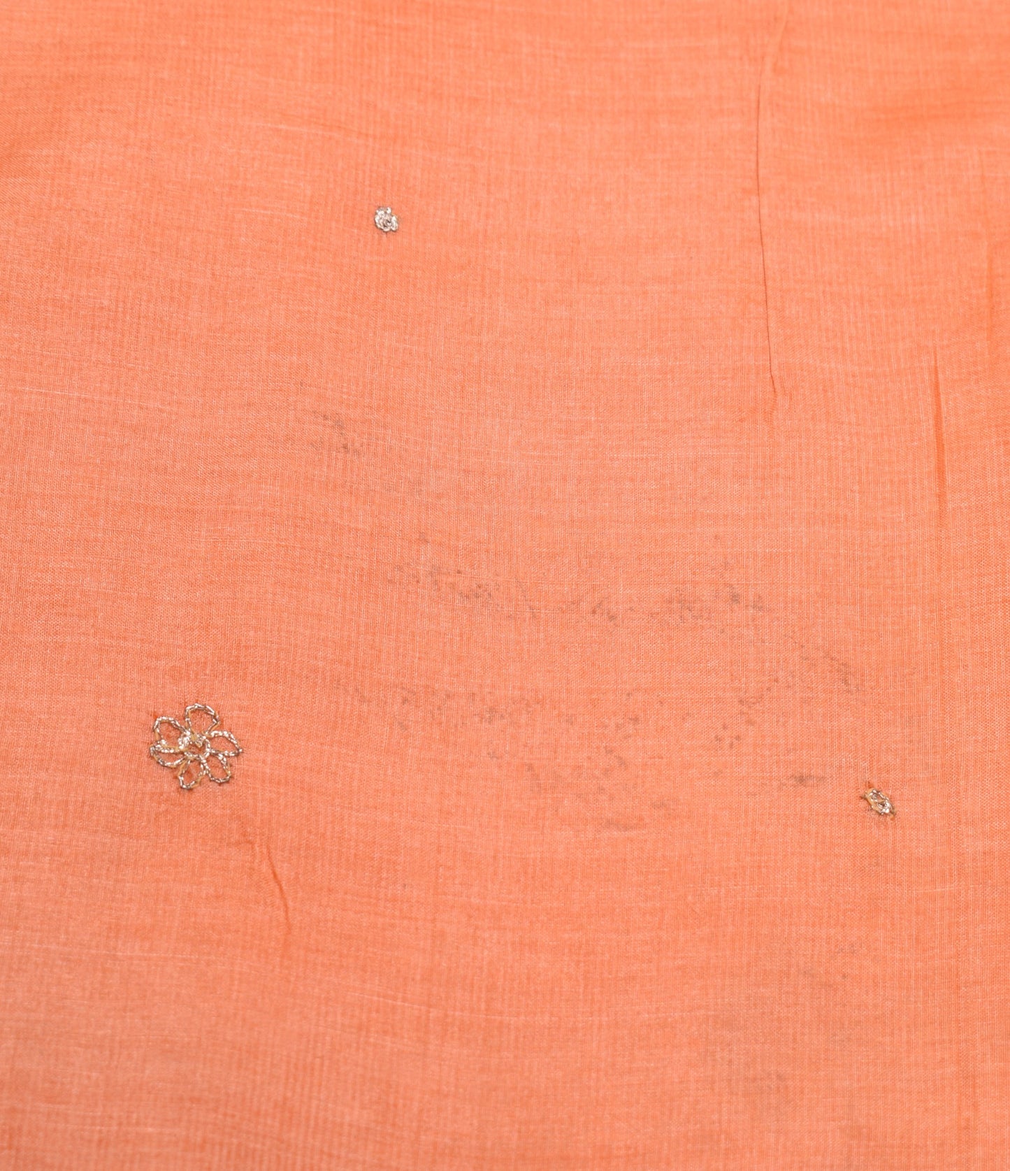 Sushila Vintage Orange Sari Remnant Scrap Pure Silk Embroidered Craft Fabric