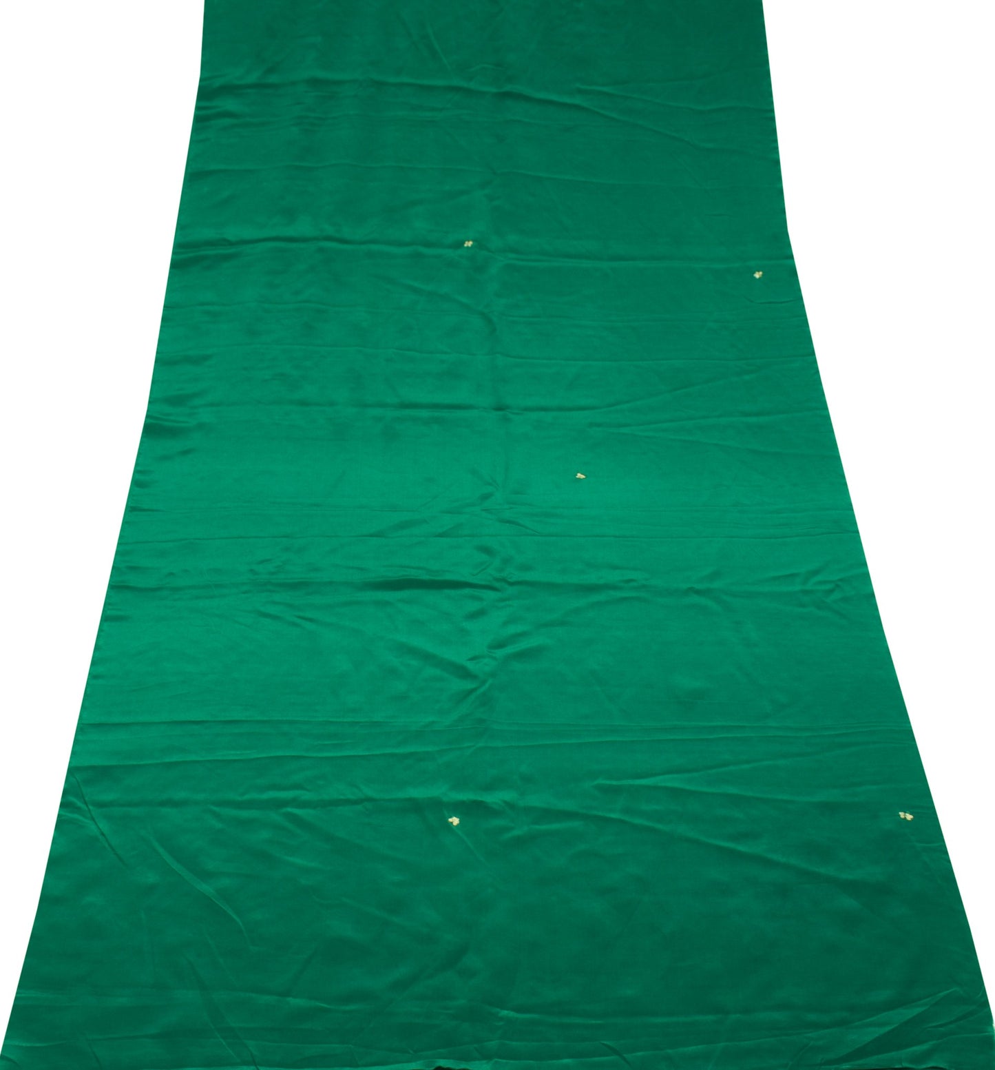 Sushila Vintage Green Sari Remnant Scrap Embroidery Pure Crepe Silk Craft Fabric