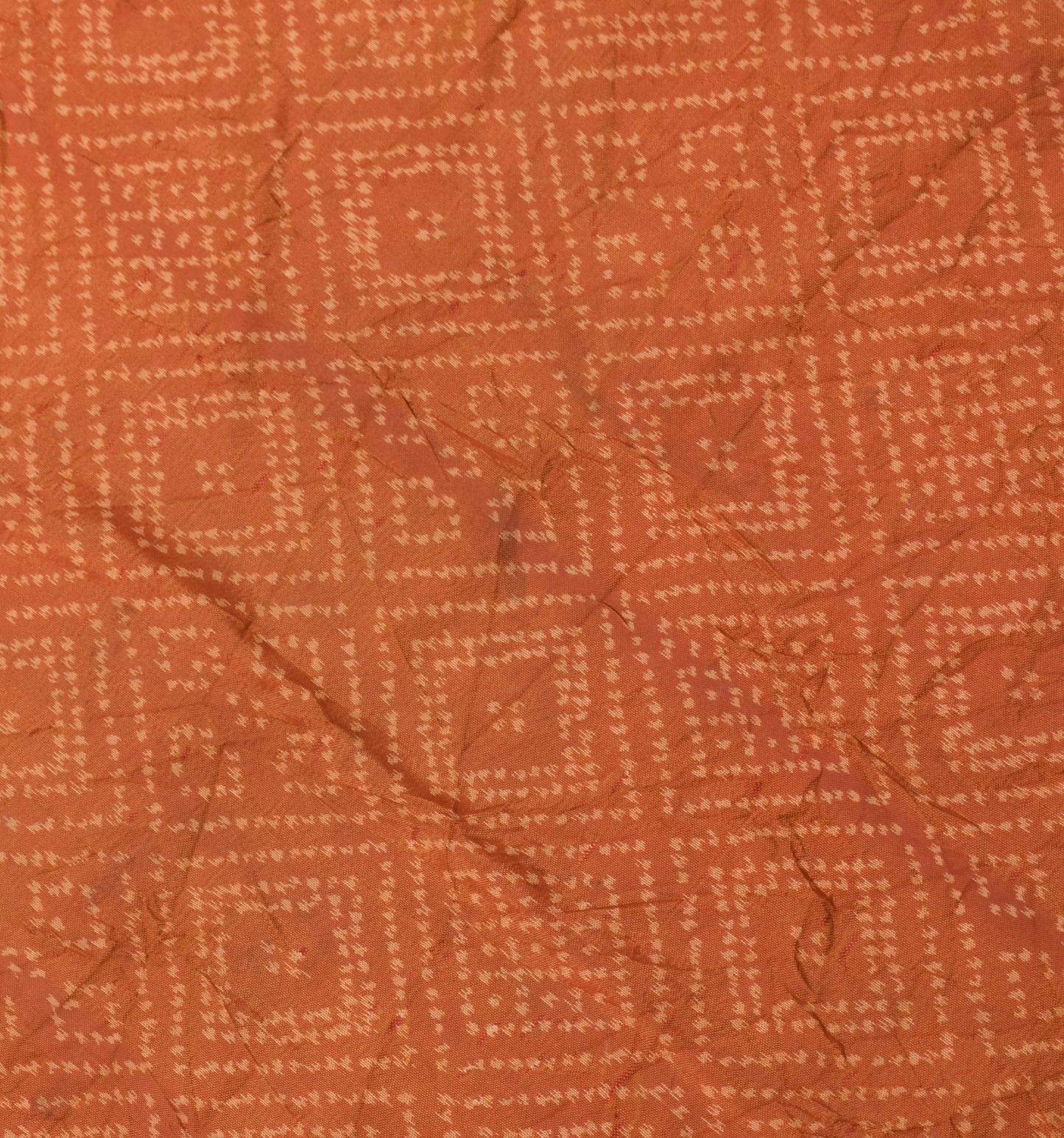 Sushila Vintage Rust Sari Remnant Scrap Hand Woven  Pure Silk Craft Soft Fabric