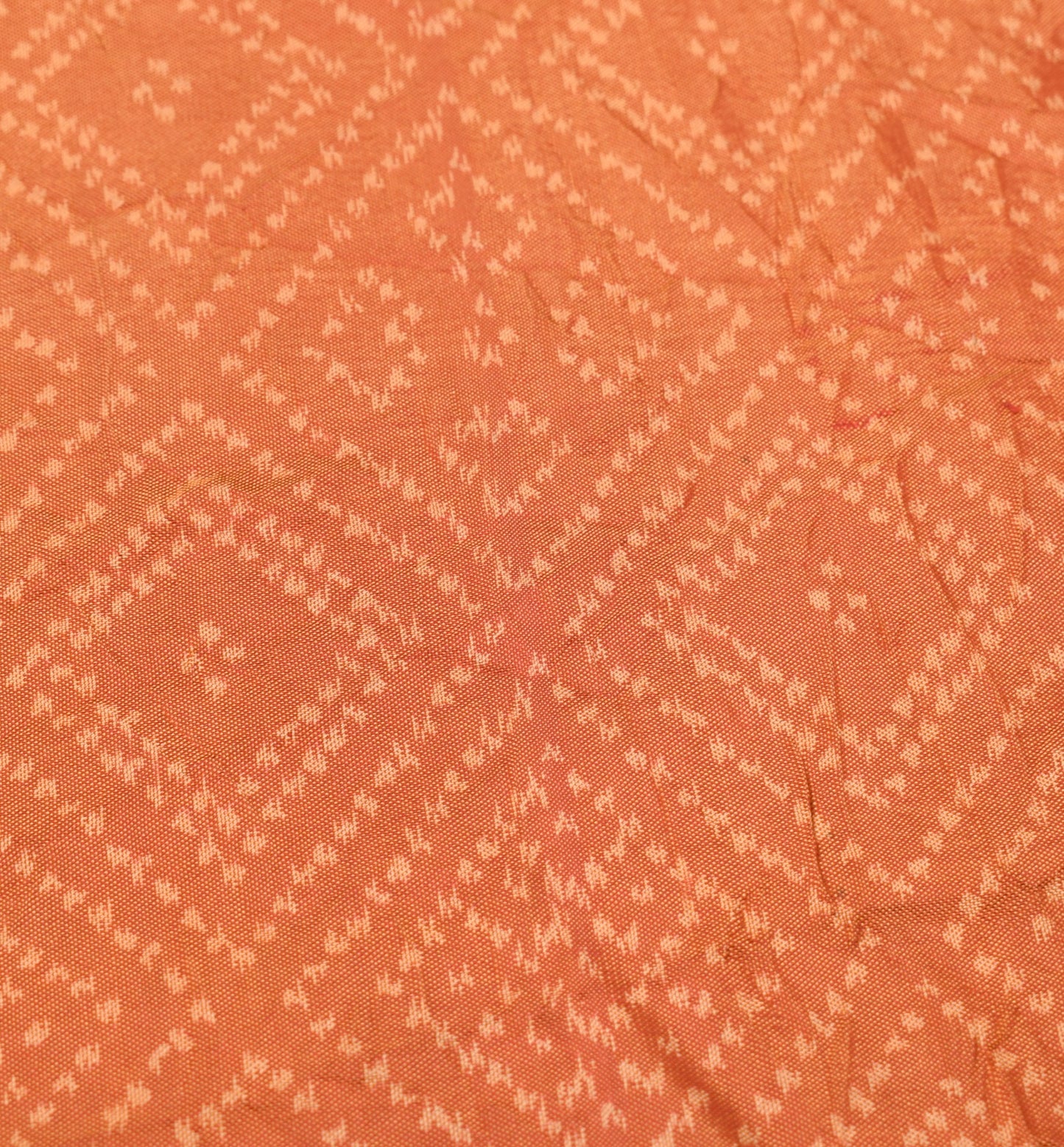Sushila Vintage Rust Sari Remnant Scrap Hand Woven  Pure Silk Craft Soft Fabric