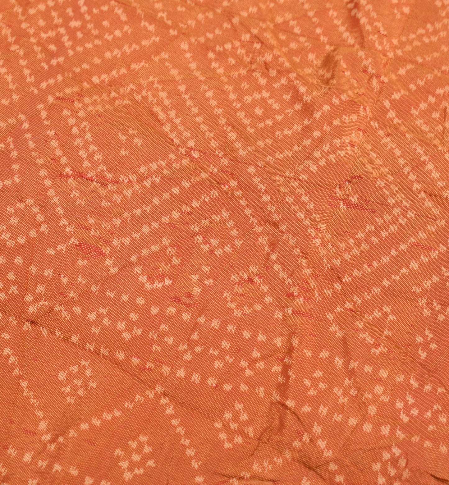 Sushila Vintage Rust Sari Remnant Scrap Hand Woven  Pure Silk Craft Soft Fabric