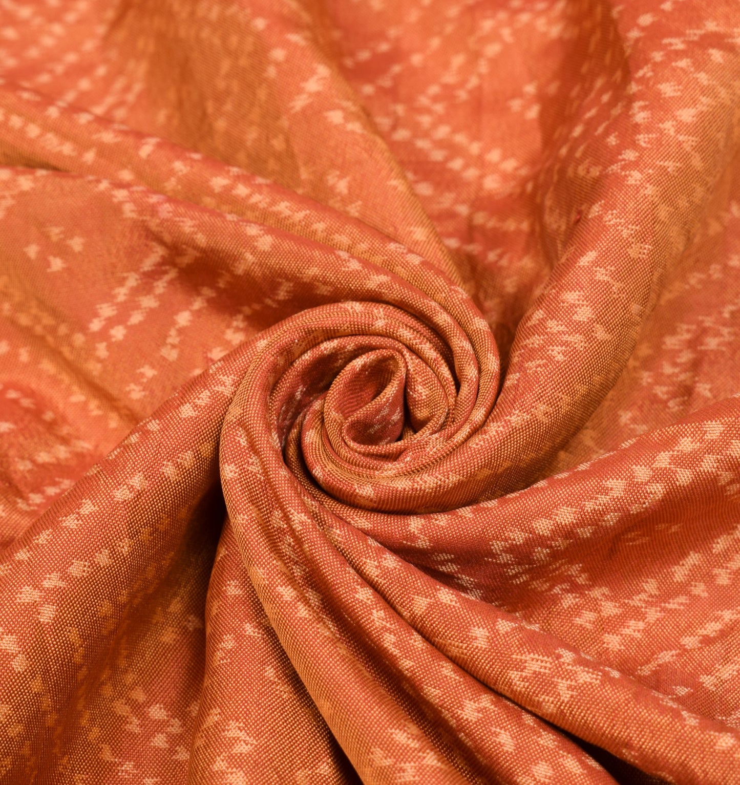 Sushila Vintage Rust Sari Remnant Scrap Hand Woven  Pure Silk Craft Soft Fabric