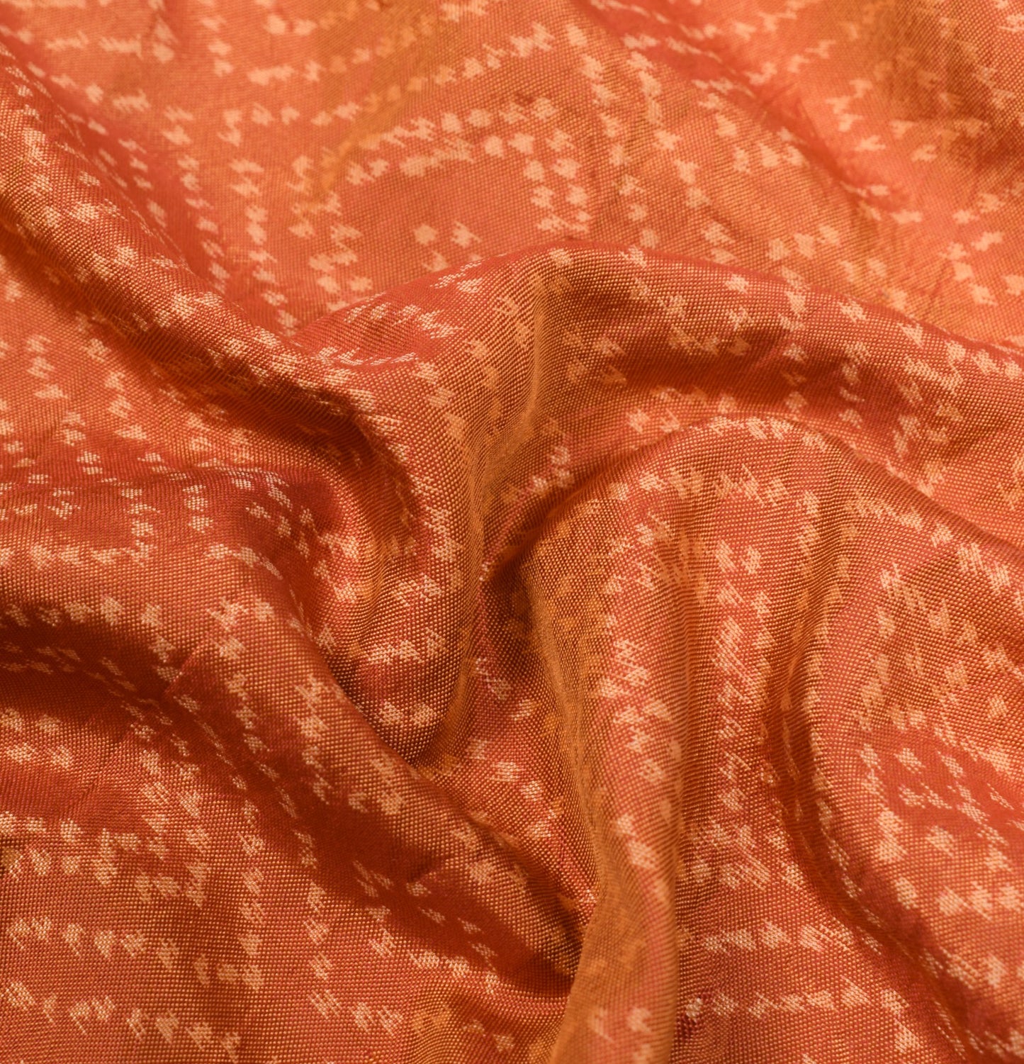 Sushila Vintage Rust Sari Remnant Scrap Hand Woven  Pure Silk Craft Soft Fabric