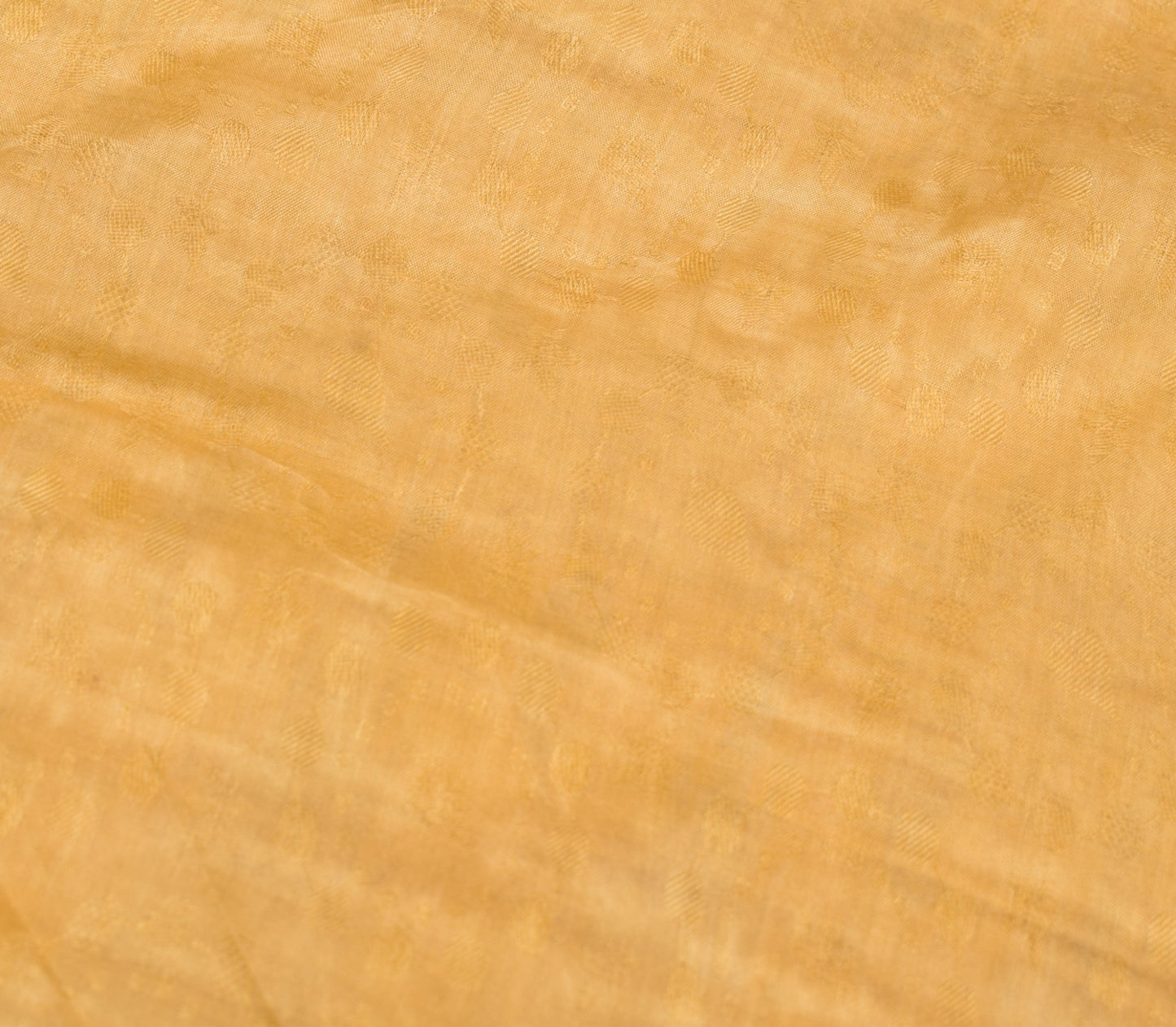 Sushila Vintage Yellow Sari Remnant Scrap Woven Leaves Pure Silk Craft Fabric