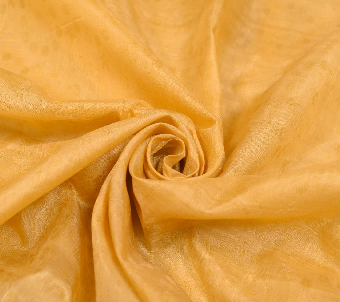 Sushila Vintage Yellow Sari Remnant Scrap Woven Leaves Pure Silk Craft Fabric