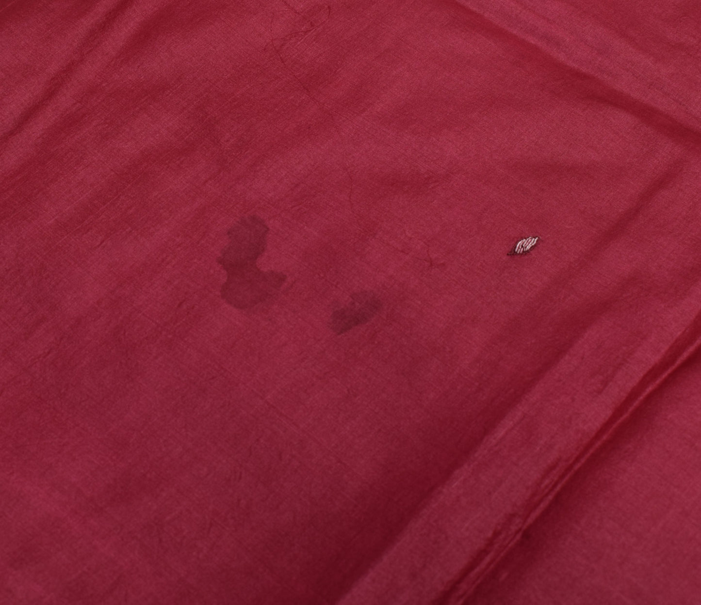 Sushila Vintage Maroon Sari Remnant Scrap Pure Tussar Hand Beaded Craft Fabric
