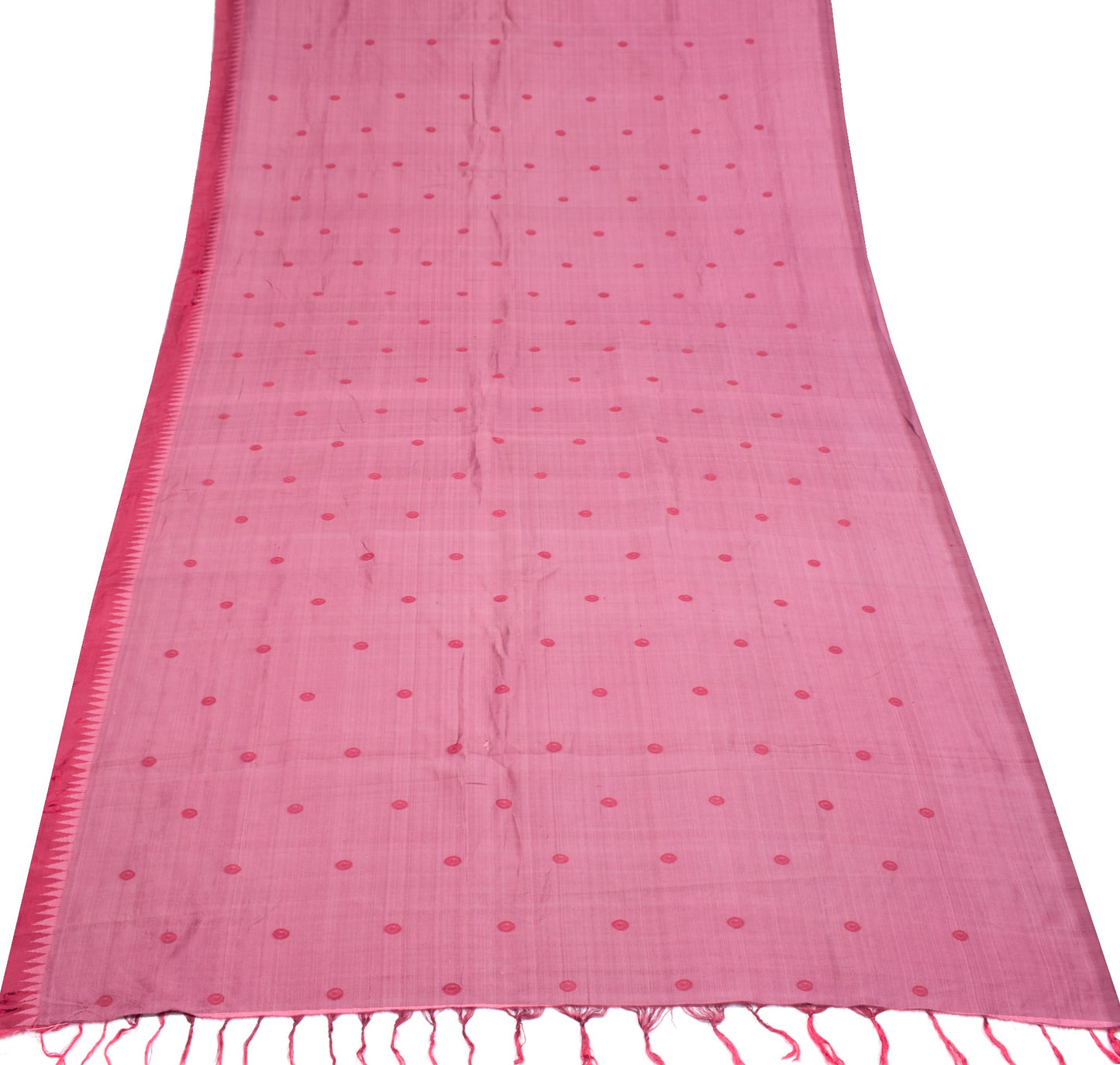 Sushila Vintage Pink Woven Sari Remnant Scrap Paisley PureSilk Soft Craft Fabric