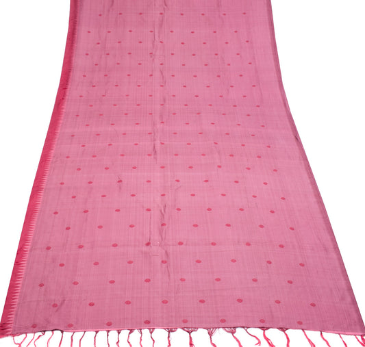 Sushila Vintage Pink Woven Sari Remnant Scrap Paisley PureSilk Soft Craft Fabric