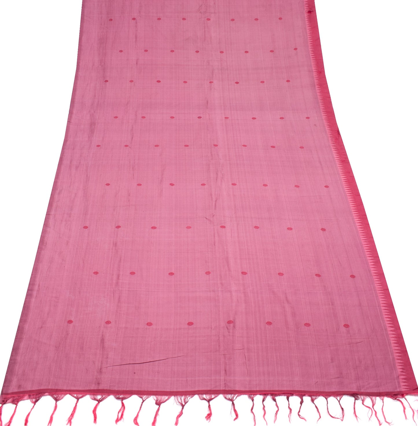 Sushila Vintage Pink Woven Sari Remnant Scrap Paisley PureSilk Soft Craft Fabric