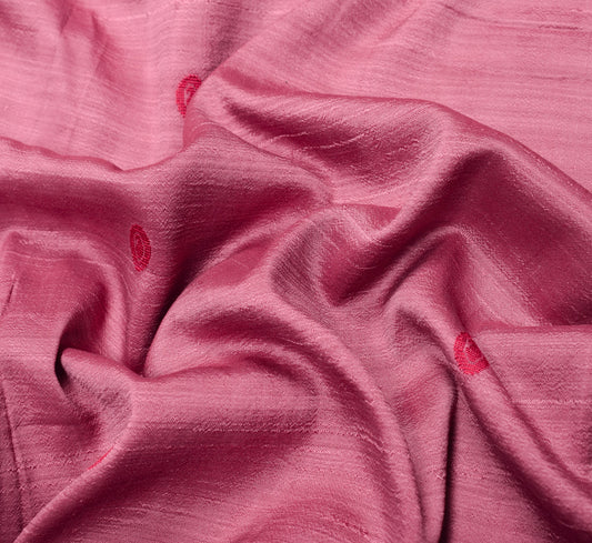 Sushila Vintage Pink Woven Sari Remnant Scrap Paisley PureSilk Soft Craft Fabric