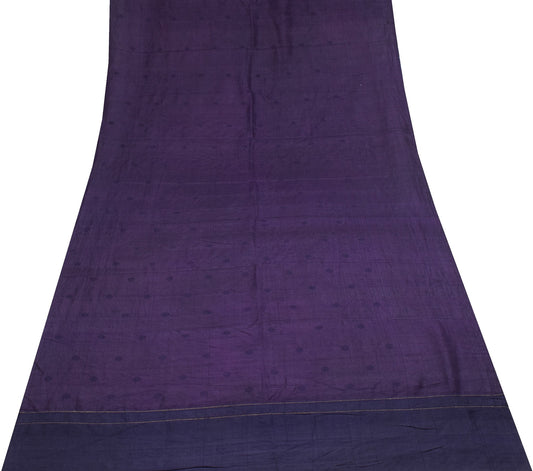 Sushila Vintage Purple Sari Remnant Scrap Floral Woven Pure Silk Craft Fabric
