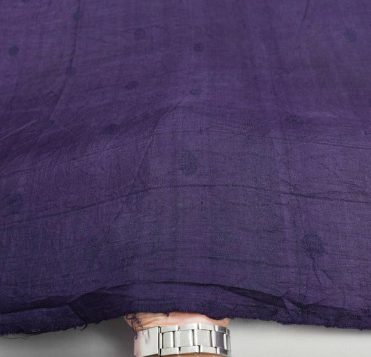 Sushila Vintage Purple Sari Remnant Scrap Floral Woven Pure Silk Craft Fabric
