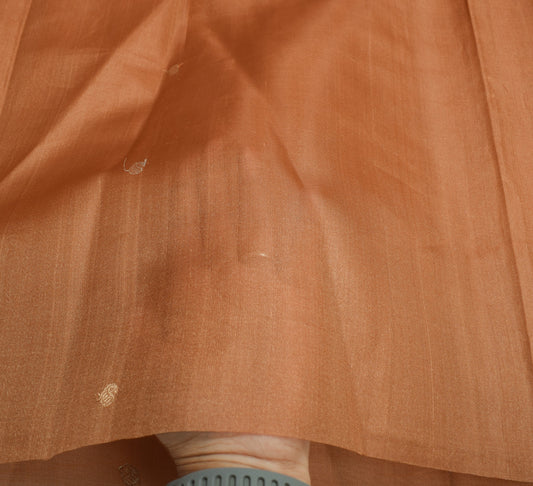Sushila Vintage Brown Sari Remnant Scrap Paisley Woven Pure Silk Craft Fabric
