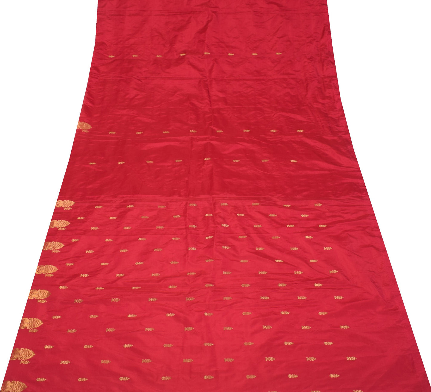 Sushila Vintage Zari Woven Sari Remnant Scrap 100% Pure Silk Indian Craft Fabric