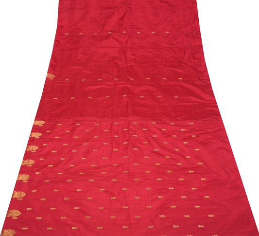 Sushila Vintage Zari Woven Sari Remnant Scrap 100% Pure Silk Indian Craft Fabric